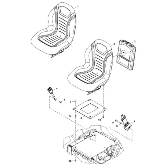 Seat (Vinyl, Black) Assembly for BobCat E20 (S/N B3BL11001 & Above)