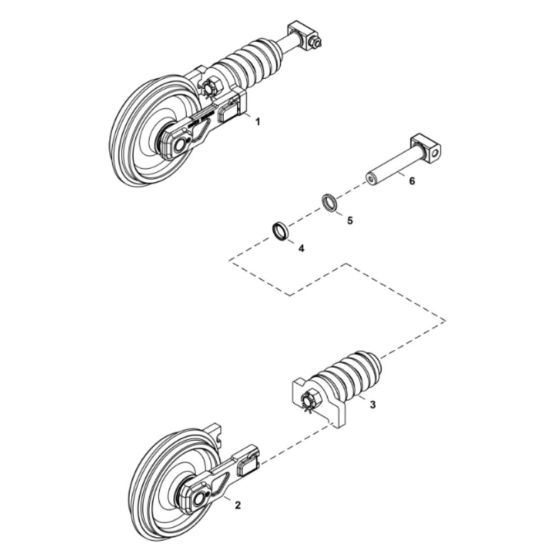 Track Tensioner/ Front Idler Assembly for BobCat E20 (S/N AWRH11001 - AWRH12764)