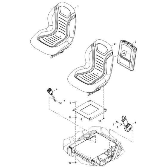 Seat (Vinyl, Black) Assembly for BobCat E20Z (S/N B4PH11001 & Above)