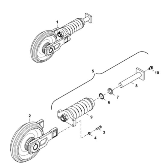 Track Tensioner & Idler (S/N AB8B12294 & Above) Assembly for BobCat E25 (S/N AB8B11001 & Above)