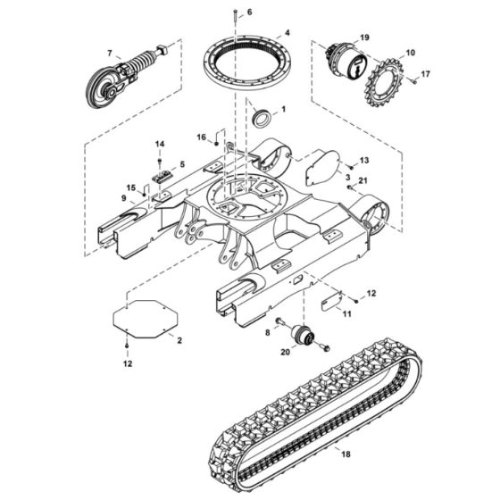 Undercarriage Assembly for BobCat E25 (S/N AB8B11001 & Above)