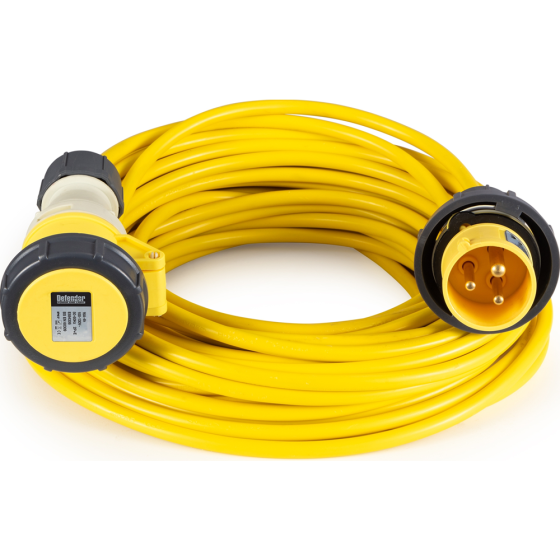 22M Extension Lead IP67 Plug & Coupler - 2.5mm 16A Yellow indicating 110V