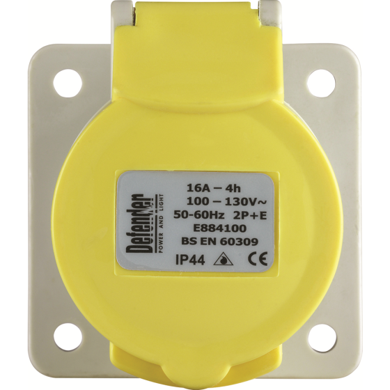 16A Panel Socket - Twist and lock plug back with single screw Yellow 110V