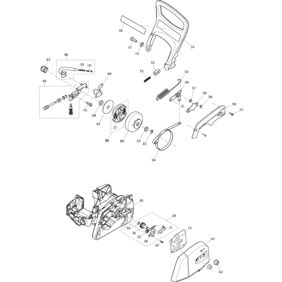 Clutch and Sprocket Cover Assembly For Makita EA3501S35B Chainsaw