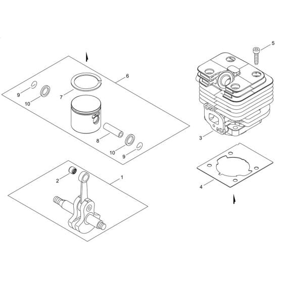 Cylinder, Piston, Crankshaft for Shindaiwa EB252 Blower