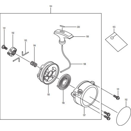 Starter Assembly for Makita EB7650TH Leaf Blowers