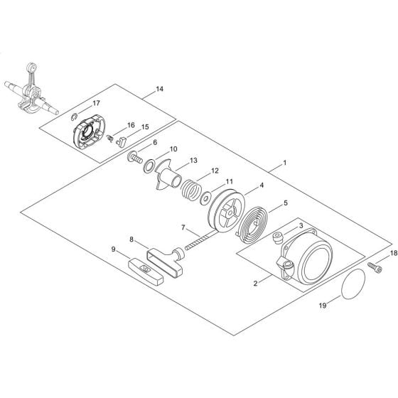 Recoil Starter, Pully for Shindaiwa EB770 Backpack Blower