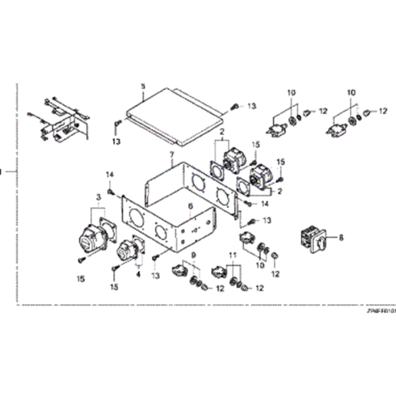 Control & Outlet Sockets Assembly for Honda EC5000 Generator