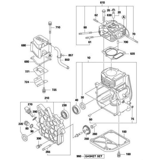 Crankcase Group Assembly for Robin / Subaru EH09 Engines