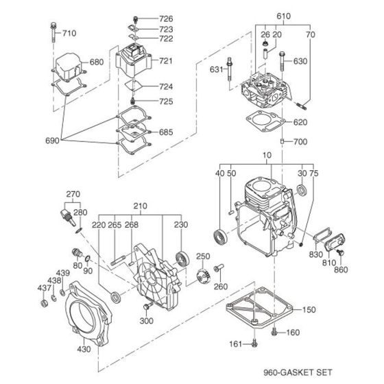 Crankcase Assembly for Robin / Subaru EH10 Engines