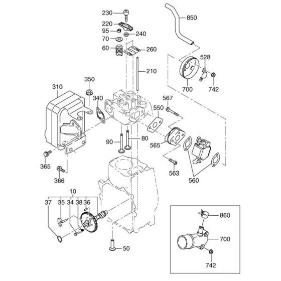 Intake Exhaust Assembly for Robin / Subaru EH10 Engines