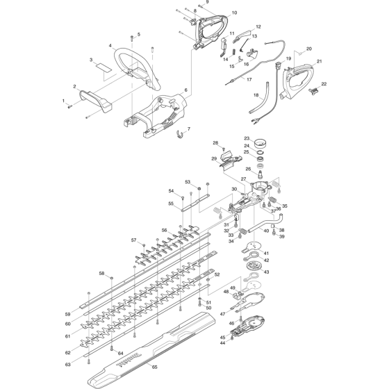 Cutter and Handle Assembly for Makita EH7500W Hedge Trimmers