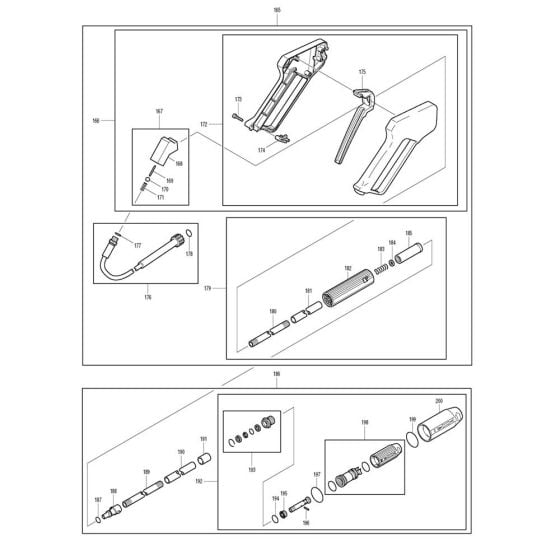 Handle, Nozzle Assembly for Makita EHW120 Pressure Washer