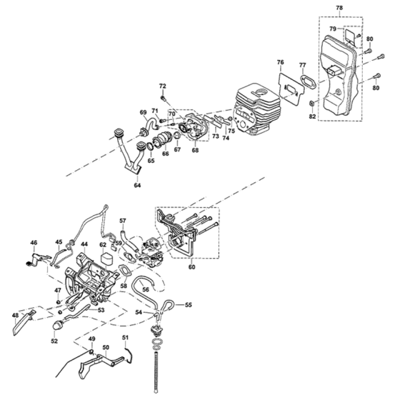 Muffler, Connecting Assembly for Makita EK6100 Disc Cutters