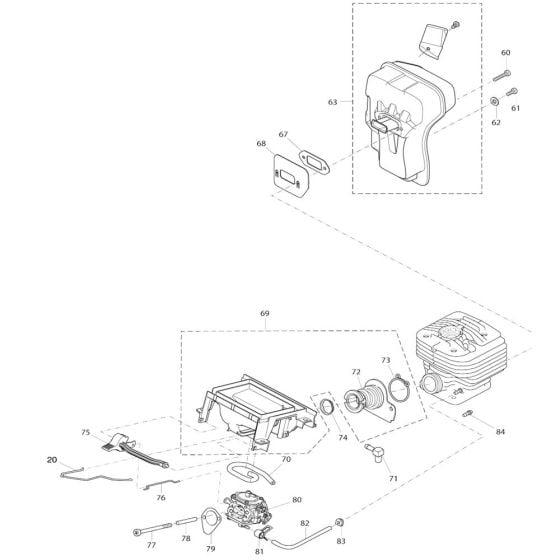 Muffler Assembly for Makita EK7301 Disc Cutter