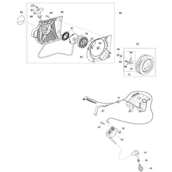 Ignition, Starter Assembly for Makita EK7301 Disc Cutter