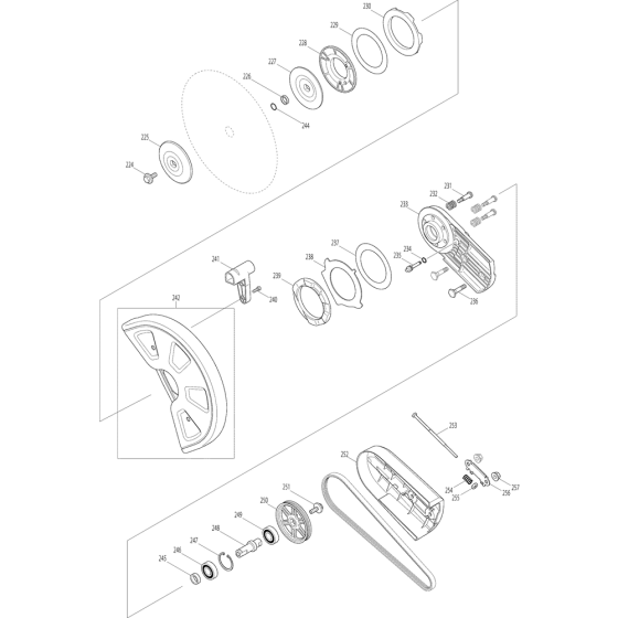 Disc Guard and Belt Cover Assembly for Makita EK7650H Disc Cutter