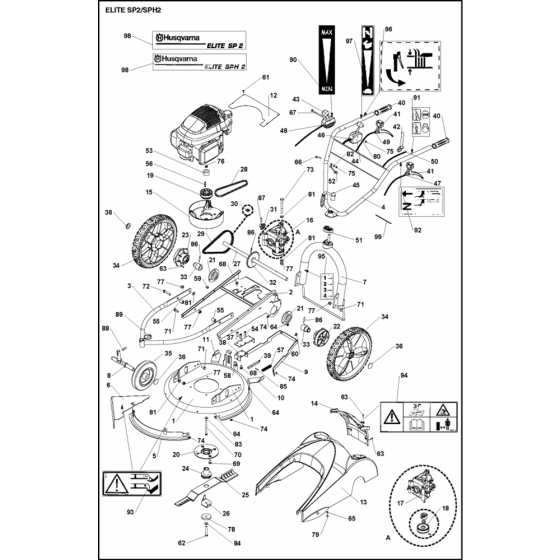 Complete Product Assembly for Husqvarna ELITE SP2 Commercial Lawn Mower