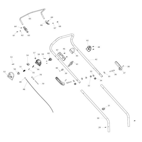 Handle Assembly for Makita ELM3311 Mower