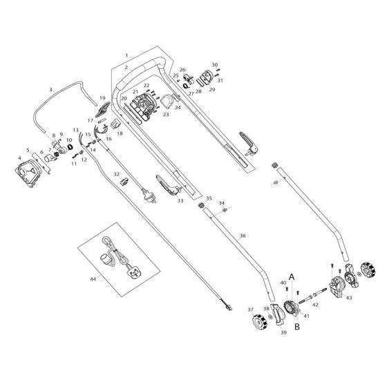 Handle Assembly for Makita ELM3320 Mower