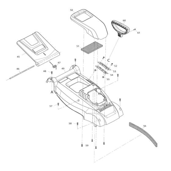 Cover Assembly for Makita ELM3320 Mower