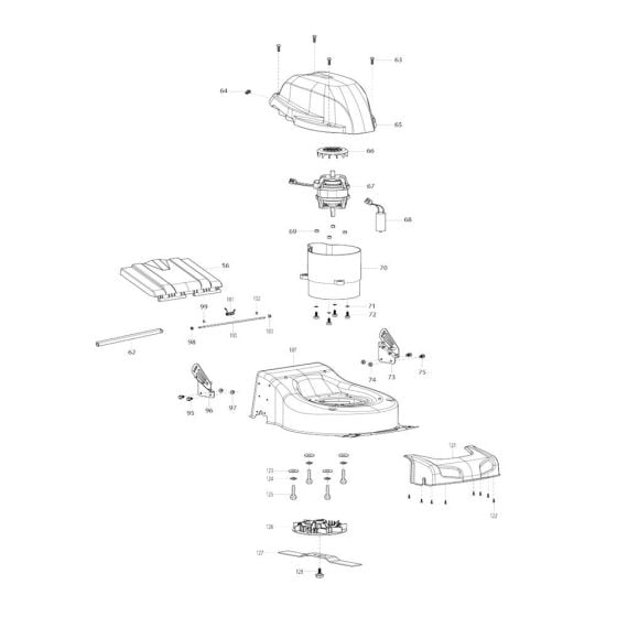 Deck, Motor Assembly for Makita ELM4110 Mower