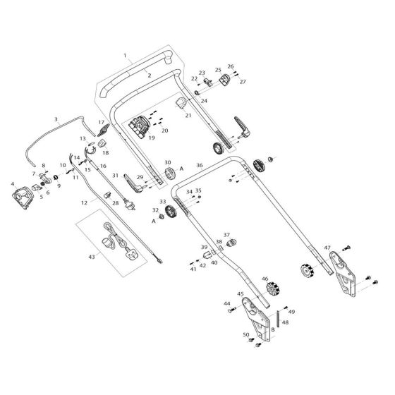 Handle Assembly for Makita ELM4121 Mower