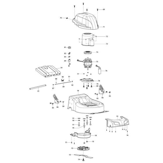 Deck, Motor Assembly for Makita ELM4610 Mower