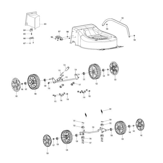 Wheel Assembly for Makita ELM4610 Mower