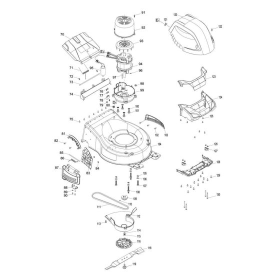 Deck, Motor Assembly for Makita ELM4613 Mower