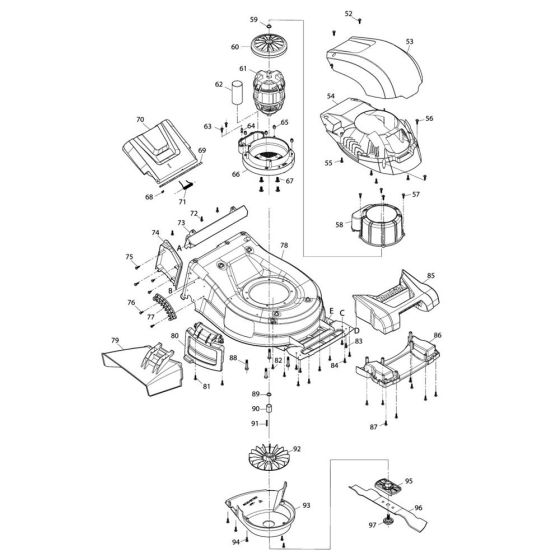 Deck, Motor Assembly for Makita ELM4620 Mower