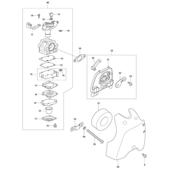 Carburettor Assembly for Makita EM2600L Brushcutter