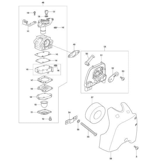 Carburettor Assembly for Makita EM2600U Brushcutter