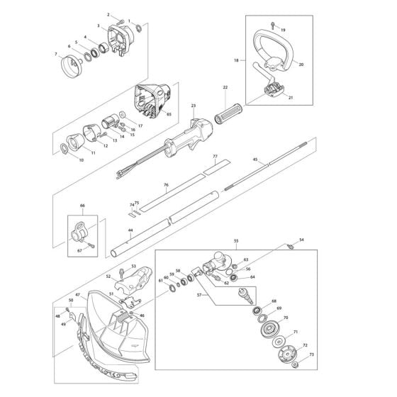 Handle, Pipe, Shield Assembly for Makita EM4350LH Brushcutter