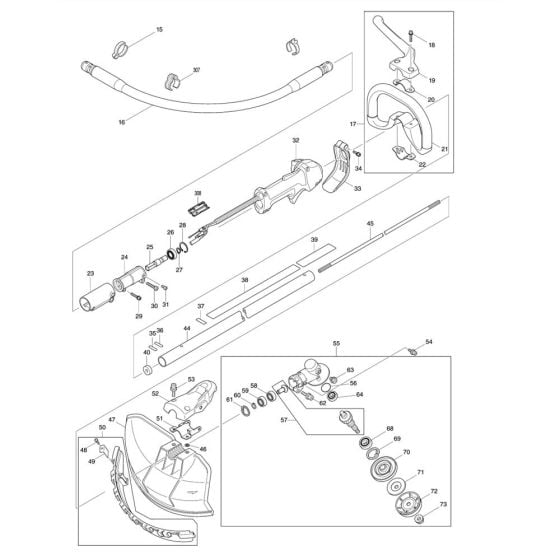 Handle, Pipe, Shield Assembly for Makita EM4350RH Brushcutter