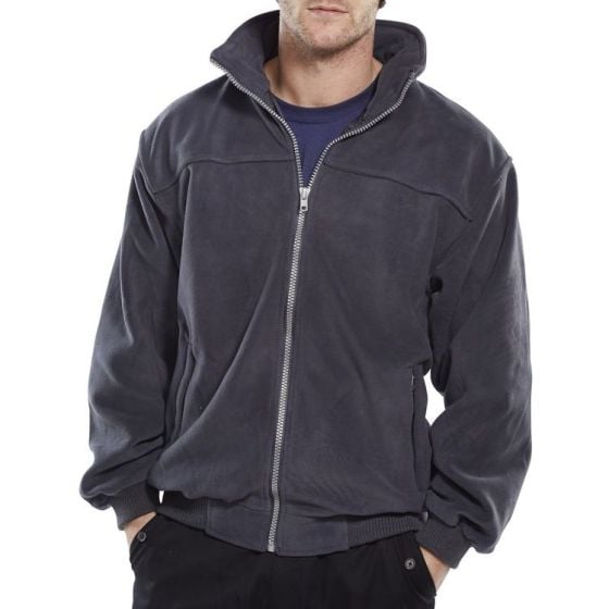 Endeavour Fleece Jacket Full Front Zip Knitted Waistband/Cuffs Grey LGE