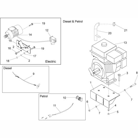 Engine & Drive Kit Assembly for Altrad Belle Premier Superior 300 350 400 Site Mixer