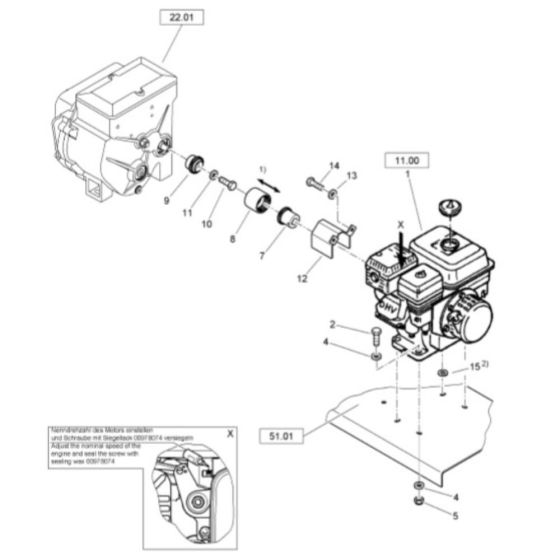 Engine Unit, Engine Mounts for Bomag BW 55E Single Vibratory