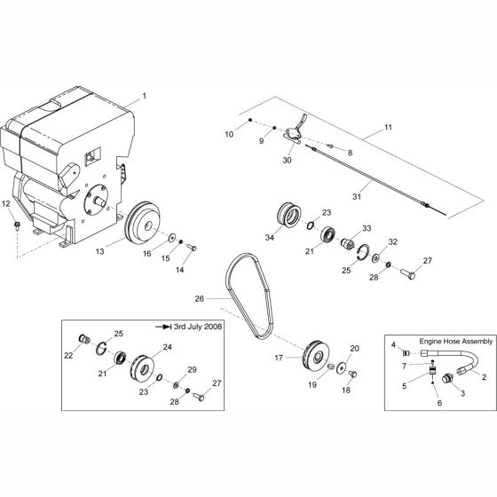 Engine Drive Kit Assembly for Altrad Belle RPC30 Reversible Plate (Hatz & Lombardini)