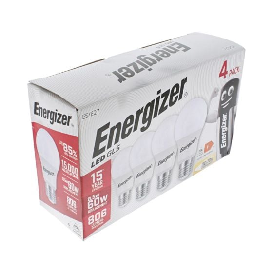 Energizer LED ES (E27) 8.2W 806 lm Opal Candle GLS Non-Dimmable Bulb (Warm White) 4 Pack - OEM No. S14057