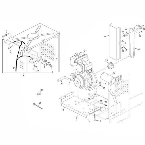 Engine Assembly (Yanmar) for Altrad Belle Premier XT Site Mixer (from October 2001 up to July 2002)