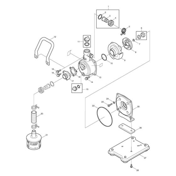 Pump, Strainer Assembly for Makita EPH1000 Water Pump