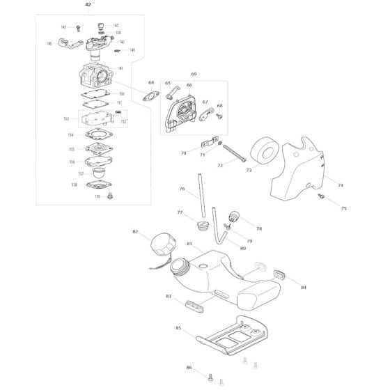 Carburettor, Fuel Tank Assembly for Makita ER2600L Brushcutter