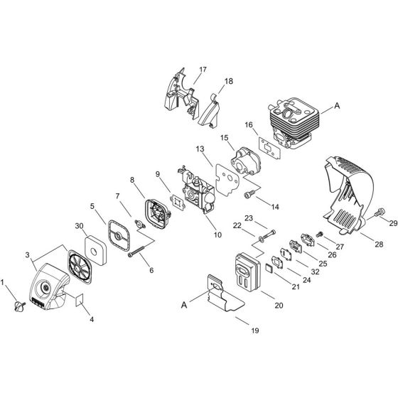 Air Cleaner, Carburettor, Muffler for ECHO ES-255ES Handheld Blower