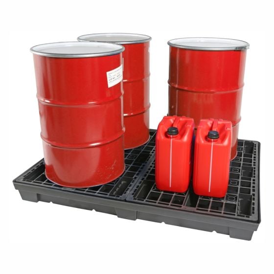 4x Drum Spill Pallet - Low Level Recycled Material fits 4x205L Drums