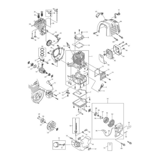 Crankshaft, Fuel Tank, Muffler, Recoil Starter Assembly for Makita EW1050H Water Pump