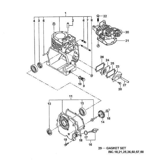 Crankcase, Cylinder Assembly for Makita EW200R Water Pump