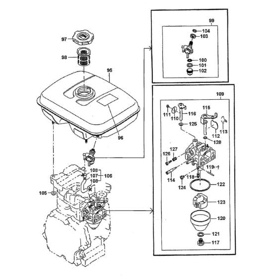 Carburettor, Fuel Tank Assembly for Makita EW200R Water Pump