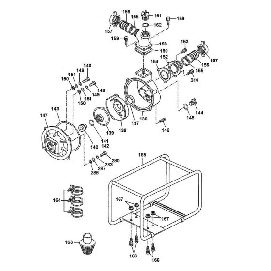 Frame, Pump, StrainerAssembly for Makita EW200R Water Pump