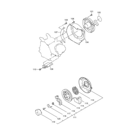 Recoil Starter Assembly for Makita EW220R Water Pump